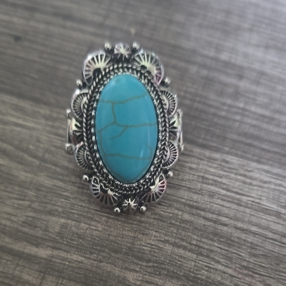 Paparazzi Turquoise Silver Statement Ring